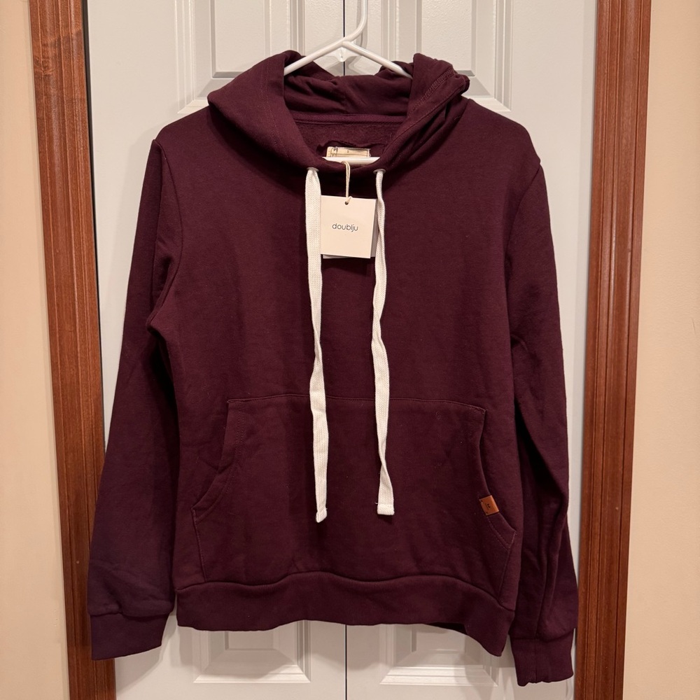 Doublju burgundy Hoodie with White strings Women’… - image 1